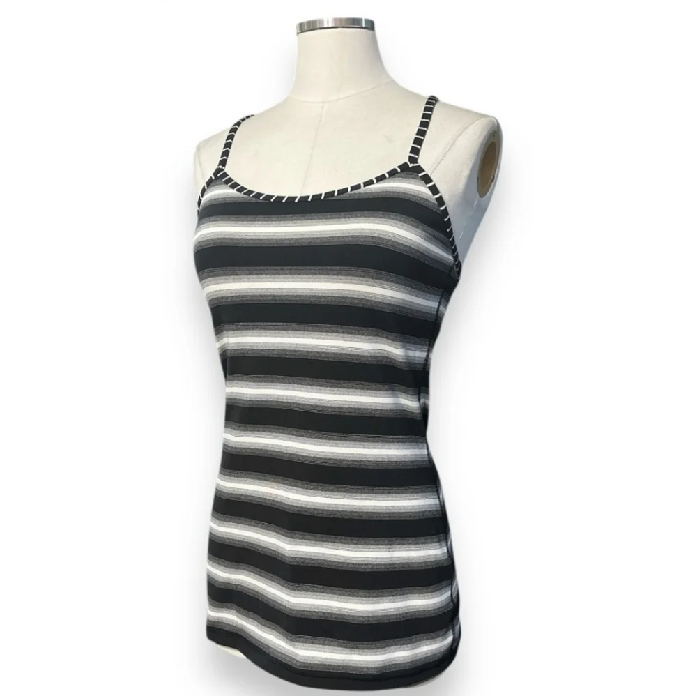 LULULEMON Power Y Tank Luon Capilano Stripe Black White